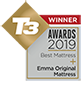 Emma mattress UK wins T3 bed mattress 2020
